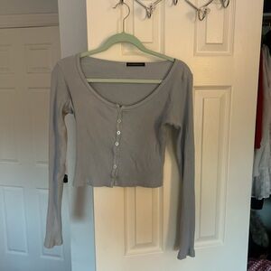 Brandy Melville Light Blue Ribbed Crop Top